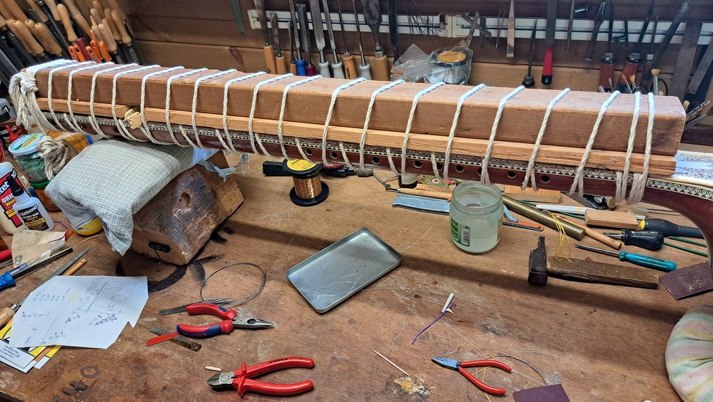Mirajkar sitar repair & K&K transducer inside